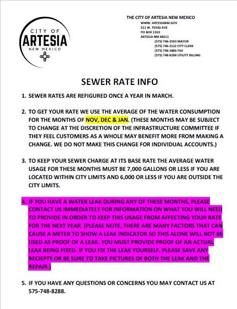 Sewer Rate English