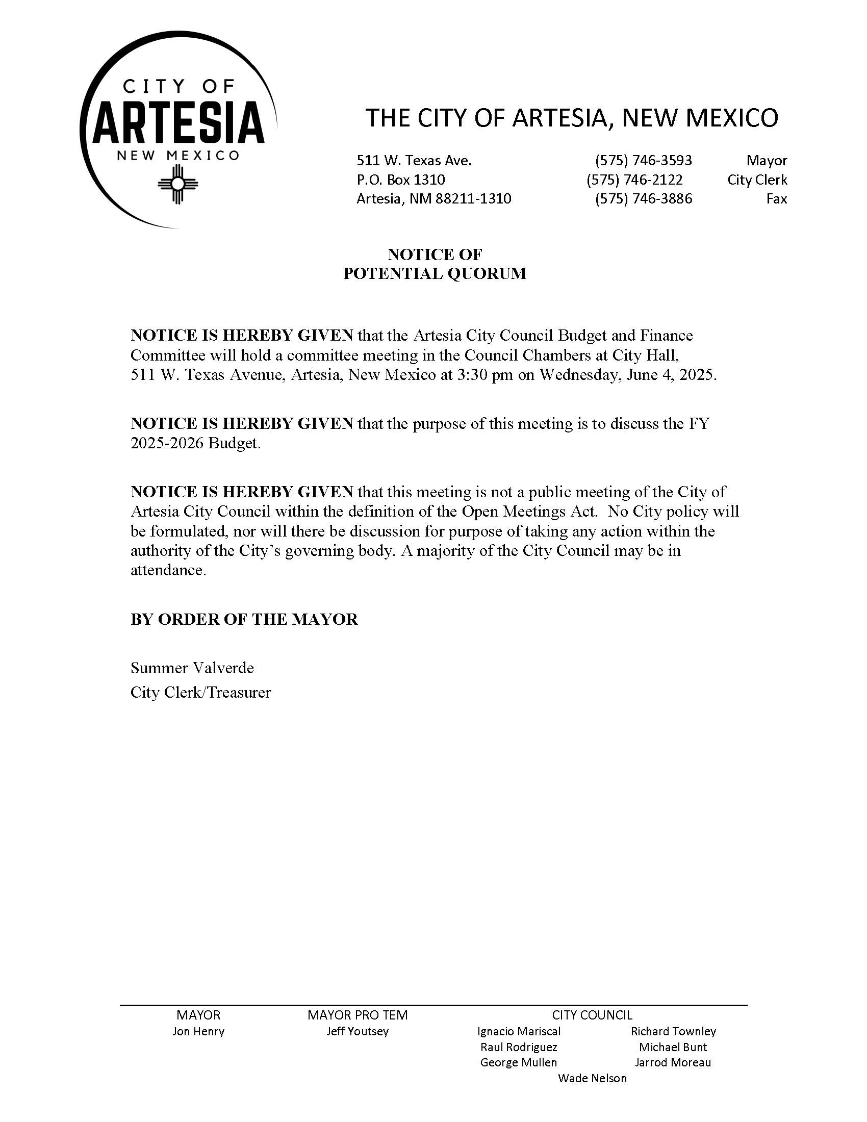 06-04-2025 Notice Potiential Quorum