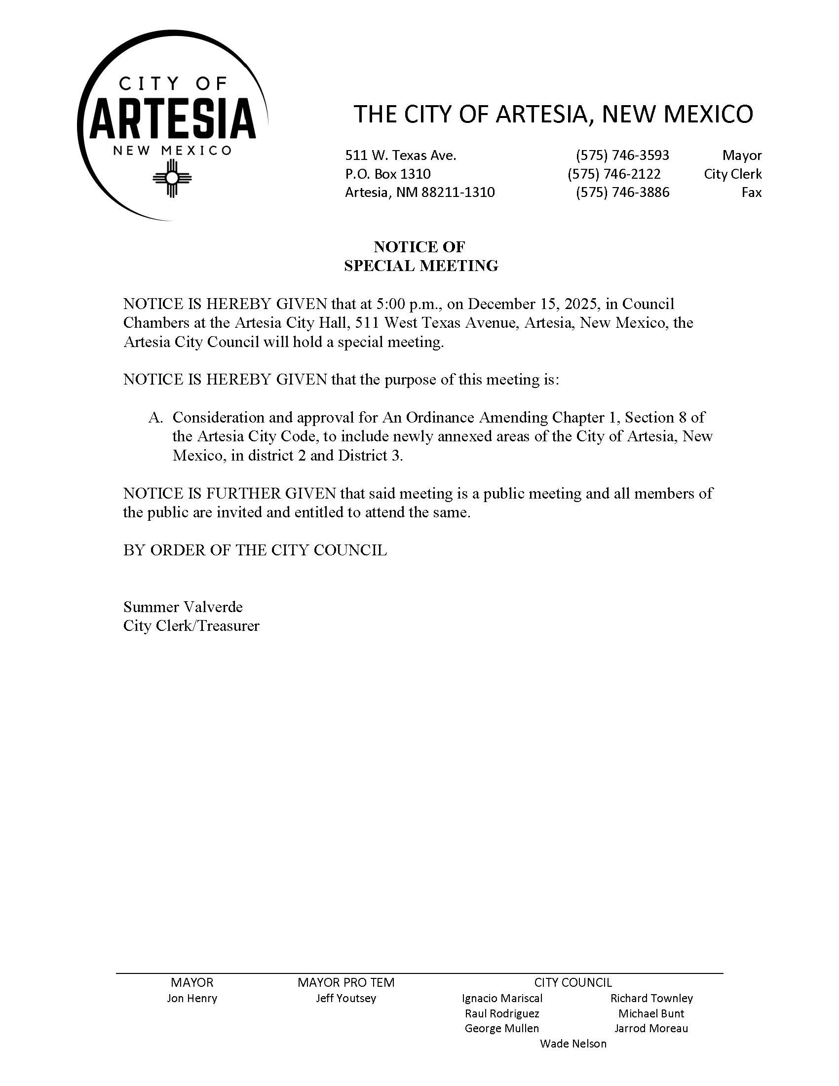 12-15-2025 Special Meeting Notice